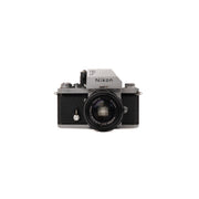 Nikon F + Nikkor S.C 50mm F1.4 slr film camera — front view, available at LX-FILM