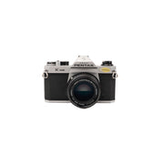 Pentax K1000 + Pentax 50mm F1.4 slr film camera — front view, available at LX-FILM